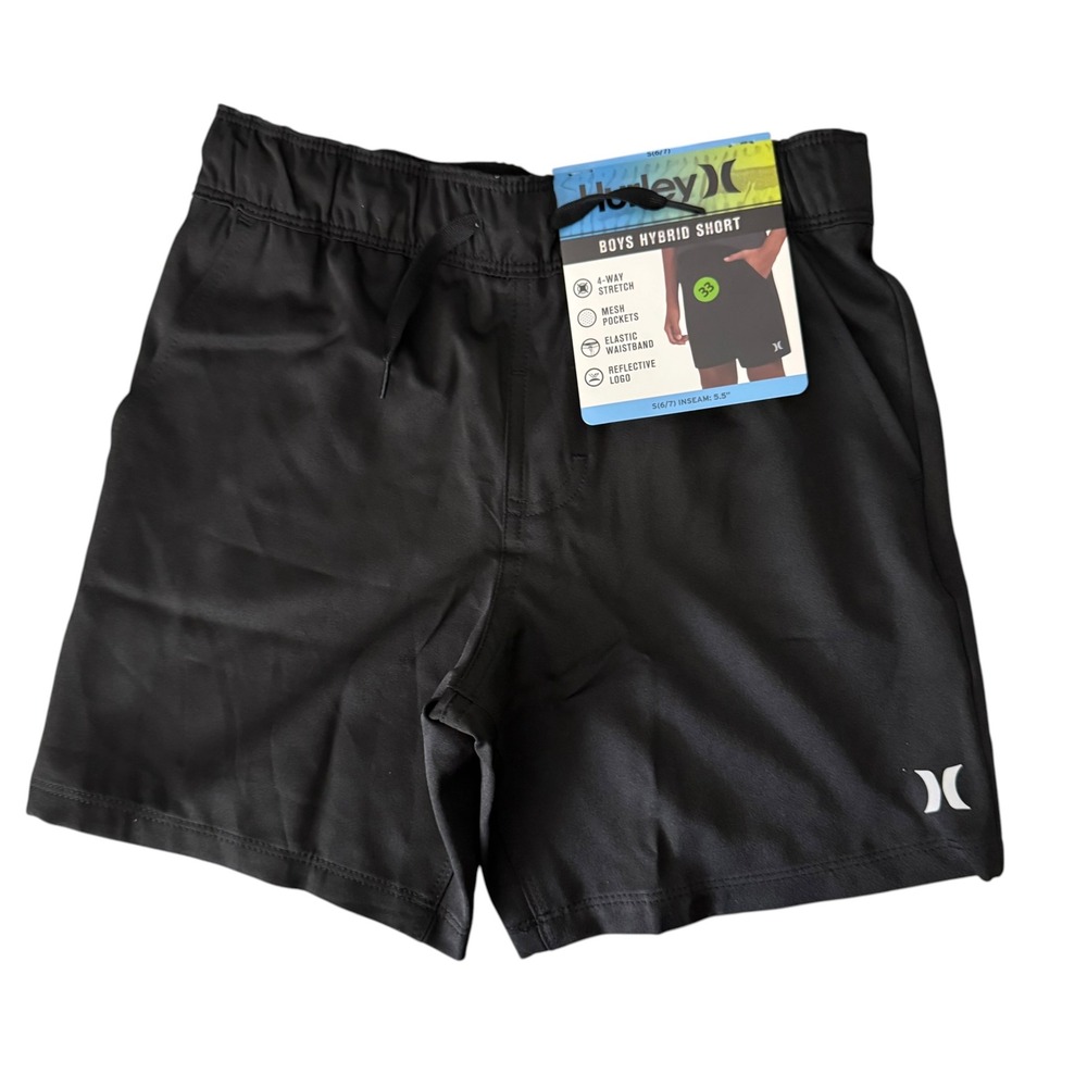 Hurley Hybrid Short Boys S(6/7) Black NEW 4-Way Stretch Mesh‎ Pockets